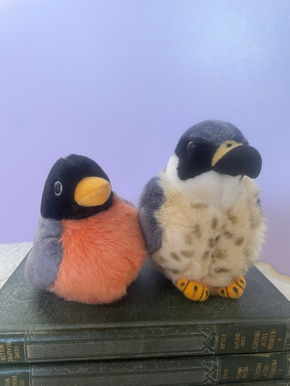 Plush Small birds - Orange & Gray Decorative Stuffed Birds